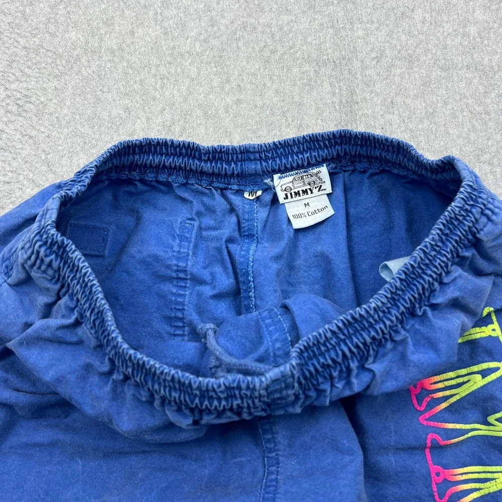 VTG Jimmy'Z Shorts Mens Medium Blue Neon Graphic Skater Surf Elastic Waist Beach
